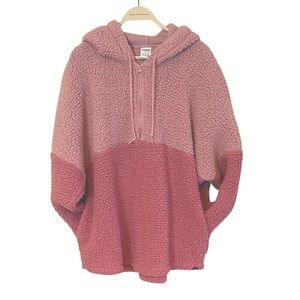 PINK Victoria's Secret Textured Sherpa Pullover‎ Sz XL